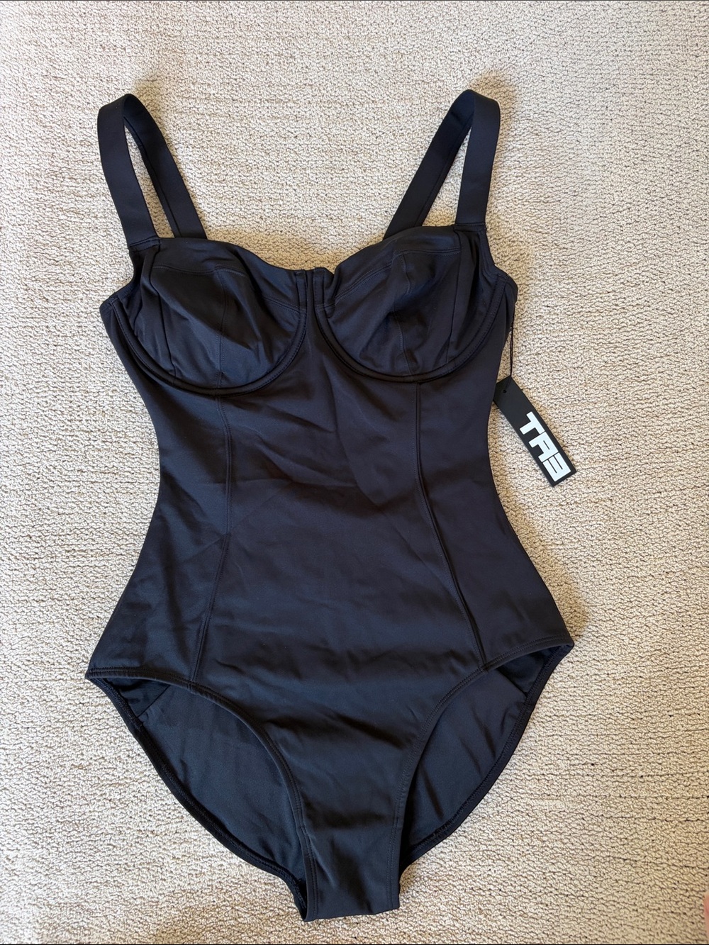 TA3 Black Lifty One Piece Swimsuit size Medium D/DD full coverage underwire - Picture 2 of 6